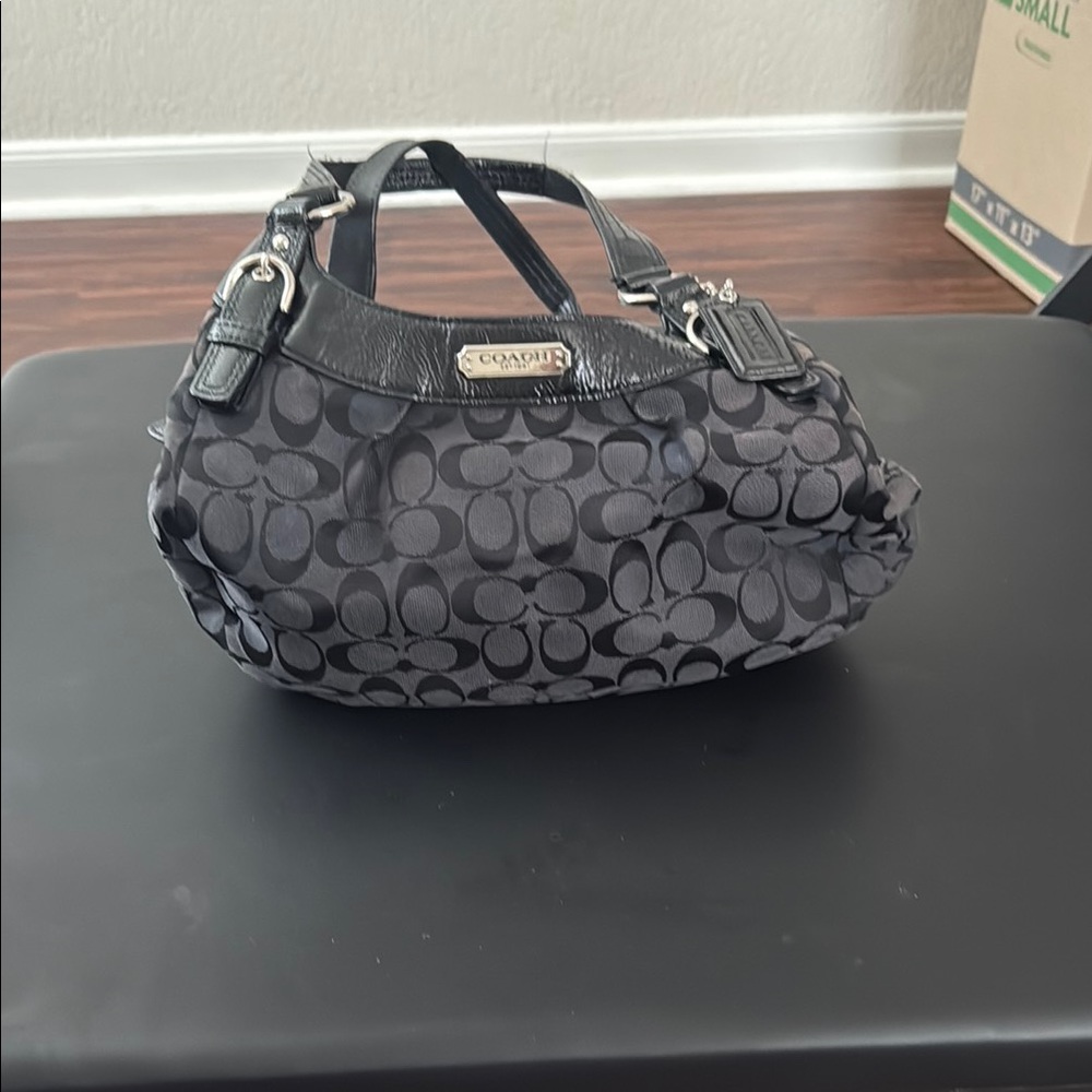 Coach Black Shoulder Bag with Signature Monogram
